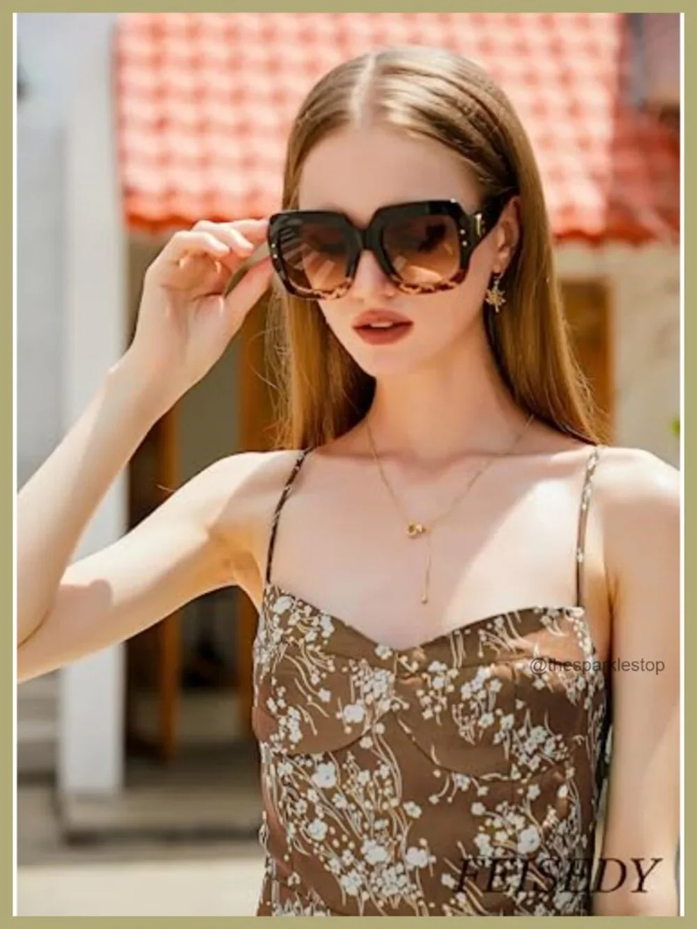 Oversized Retro Square Sunglasses with UV Protection